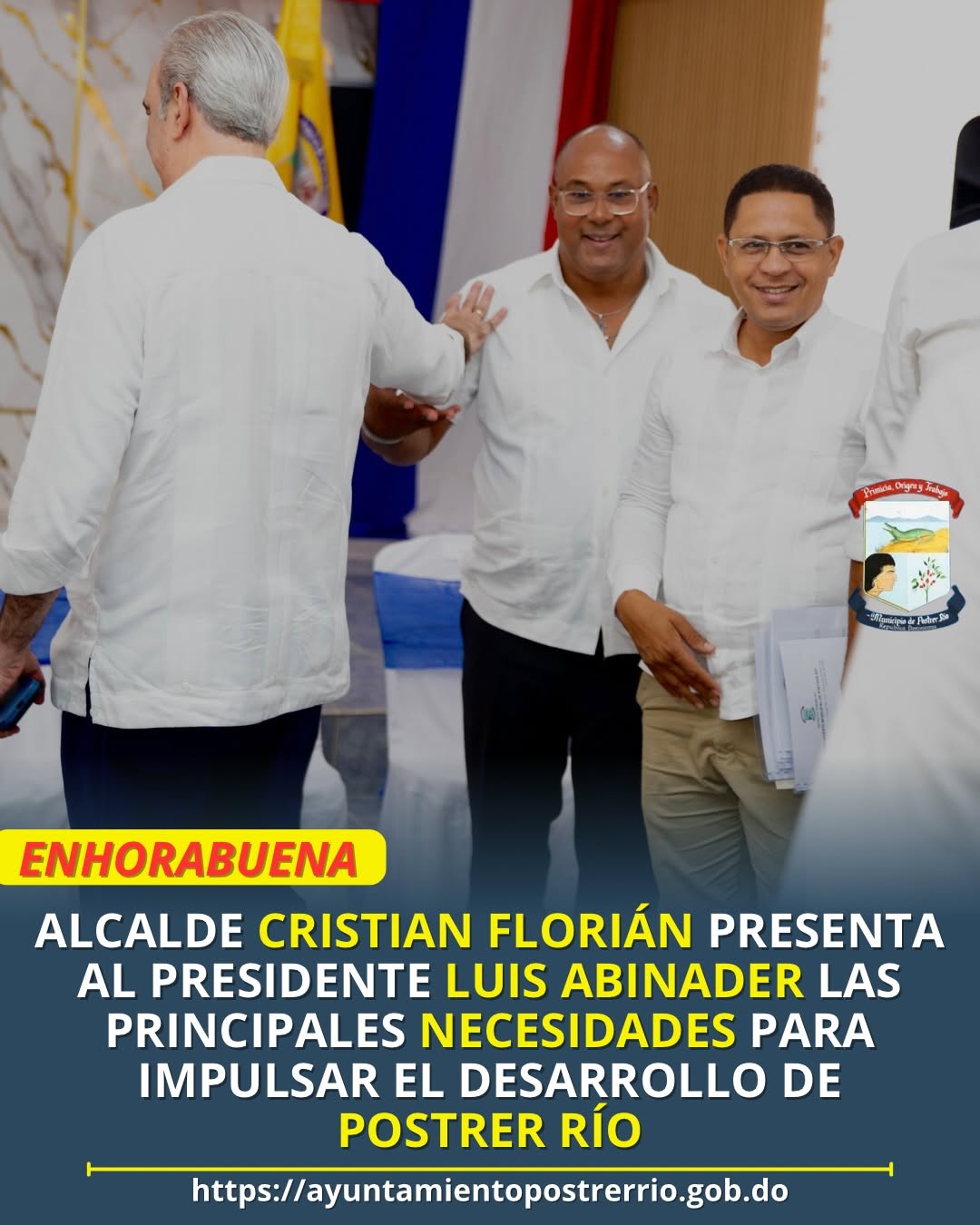 Cristian Florián sigue haciendo historia al presentar al presidente Abinader las principales necesidades de Postrer Río